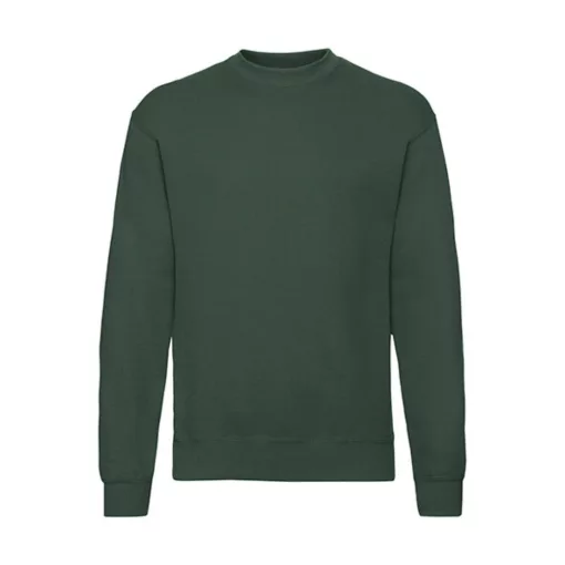 Uniszex Pulóver  Hosszú ujjú Fruit of the Loom Classic Set In Sweat   Sötétzöld   urespolo.hu
