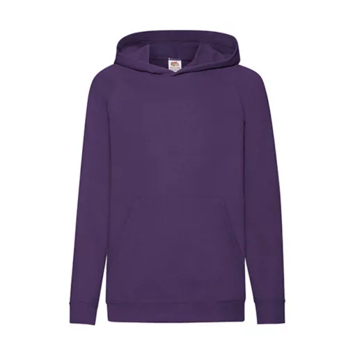 Gyerek Pulóver Kapucnis Hosszú ujjú Fruit of the Loom Lightweight Hooded Sweat Kids   Lila   ur