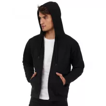 Férfi kapucnis hosszú ujjú mellény B and C ID.205 50/50 Hooded Full Zip Sweat Unisex M, Fekete