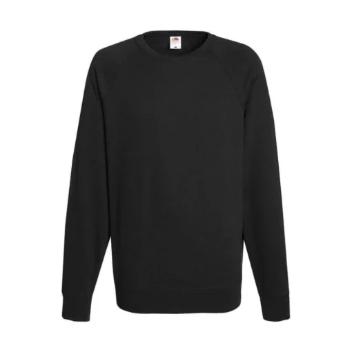 Férfi Pulóver  Hosszú ujjú Fruit of the Loom Lightweight Raglan Sweat   Fekete   urespolo.hu