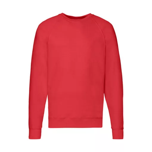 Férfi Pulóver  Hosszú ujjú Fruit of the Loom Lightweight Raglan Sweat   Piros   urespolo.hu