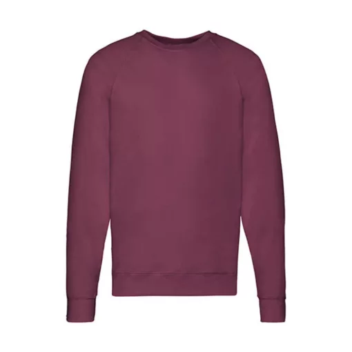Férfi Pulóver  Hosszú ujjú Fruit of the Loom Lightweight Raglan Sweat   Burgundi vörös   urespo