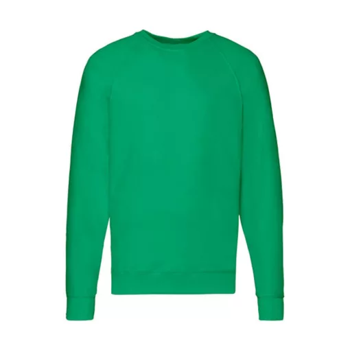 Férfi Pulóver  Hosszú ujjú Fruit of the Loom Lightweight Raglan Sweat   Kelly zöld   urespolo.h