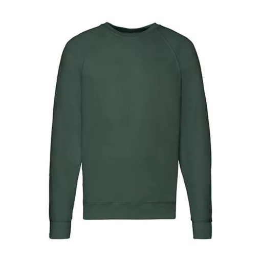 Férfi Pulóver  Hosszú ujjú Fruit of the Loom Lightweight Raglan Sweat   Sötétzöld   urespolo.hu