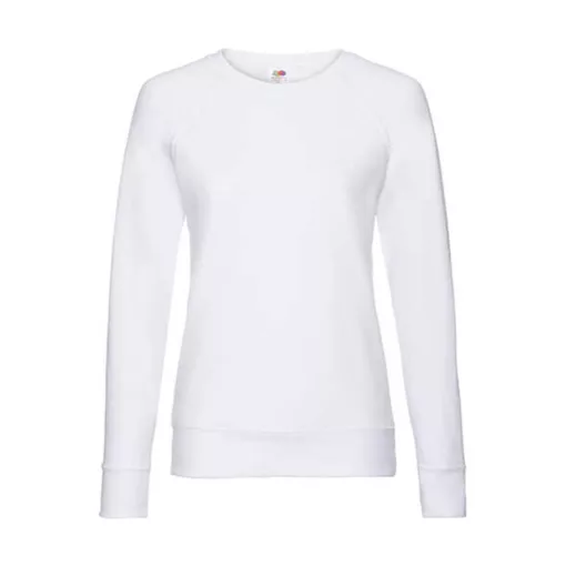 Női Pulóver  Hosszú ujjú Fruit of the Loom Lightweight Raglan Sweat Lady-Fit   Fehér   urespolo