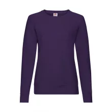 Női hosszú ujjú pulóver Fruit of the Loom Ladies' Lightweight Raglan Sweat XS, Lila