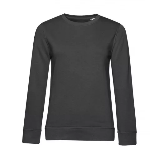 Női hosszú ujjú organikus pulóver B and C Organic Crew Neck /women French Terry S, Aszfalt szür