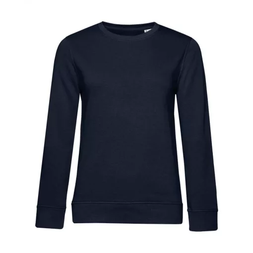 Női hosszú ujjú organikus pulóver B and C Organic Crew Neck /women French Terry S, Sötétkék (na