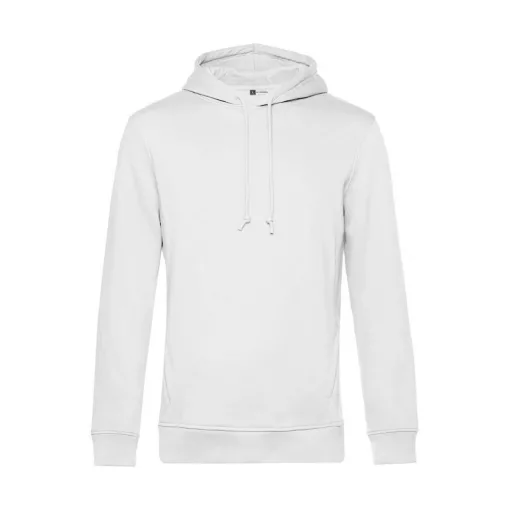 Férfi kapucnis hosszú ujjú organikus pulóver B and C Organic Hooded L, Fehér