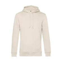 Férfi kapucnis hosszú ujjú organikus pulóver B and C Organic Hooded L, Törtfehér