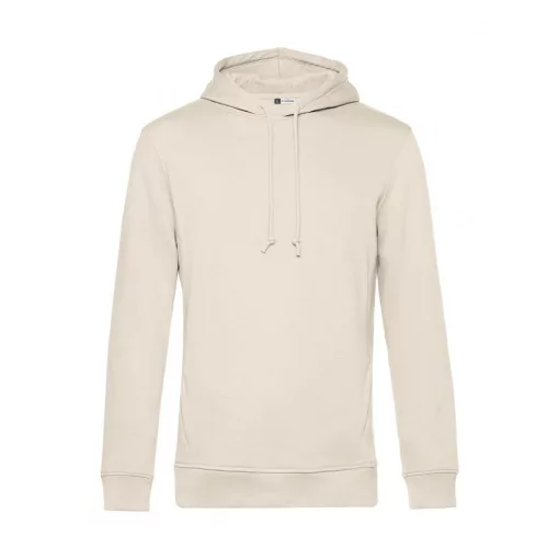 Férfi kapucnis hosszú ujjú organikus pulóver B and C Organic Hooded XL, Törtfehér