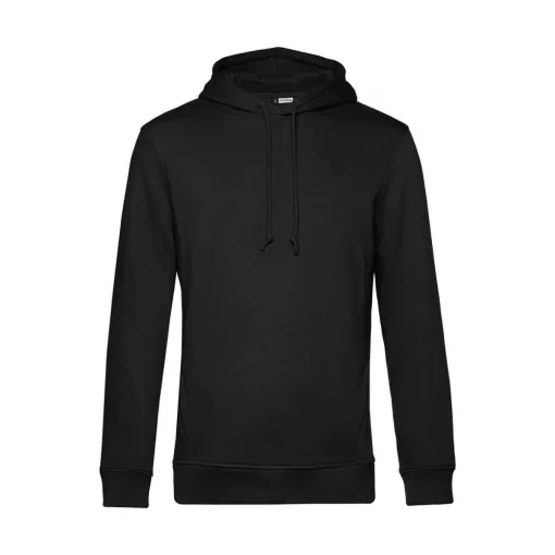 Férfi kapucnis hosszú ujjú organikus pulóver B and C Organic Hooded M, Teljesen fekete