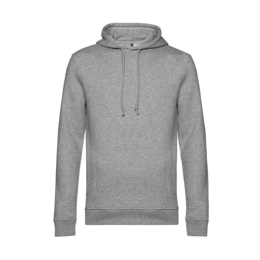 Férfi kapucnis hosszú ujjú organikus pulóver B and C Organic Hooded L, Heather szürke