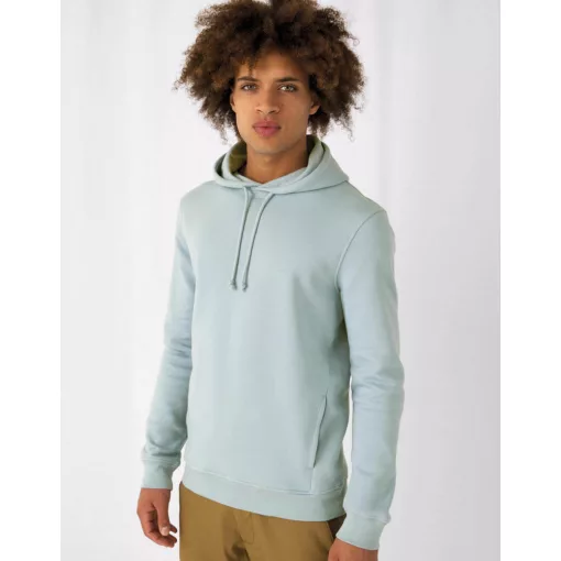 Férfi kapucnis hosszú ujjú organikus pulóver B and C Organic Hooded L, Heather szürke