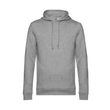 Férfi kapucnis hosszú ujjú organikus pulóver B and C Organic Hooded 2XL, Heather szürke