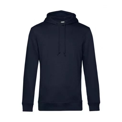 Férfi kapucnis hosszú ujjú organikus pulóver B and C Organic Hooded S, Sötétkék (navy)