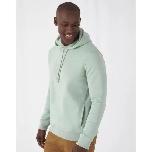 Férfi kapucnis hosszú ujjú organikus pulóver B and C Organic Hooded L, Királykék