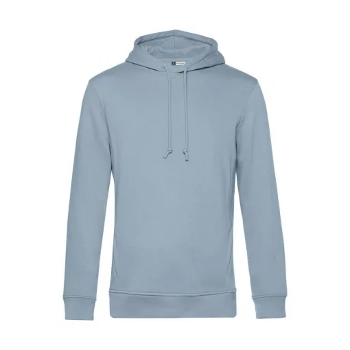 Férfi kapucnis hosszú ujjú organikus pulóver B and C Organic Hooded 3XL, Kék köd