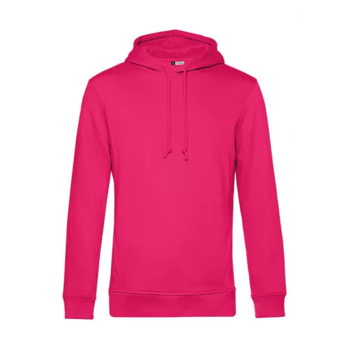 Férfi kapucnis hosszú ujjú organikus pulóver B and C Organic Hooded S, Magenta rózsaszín
