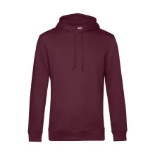 Férfi kapucnis hosszú ujjú organikus pulóver B and C Organic Hooded L, Burgundi vörös