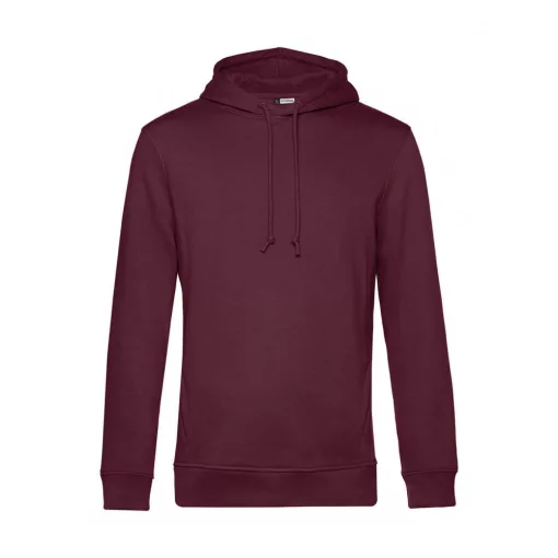 Férfi kapucnis hosszú ujjú organikus pulóver B and C Organic Hooded 3XL, Burgundi vörös