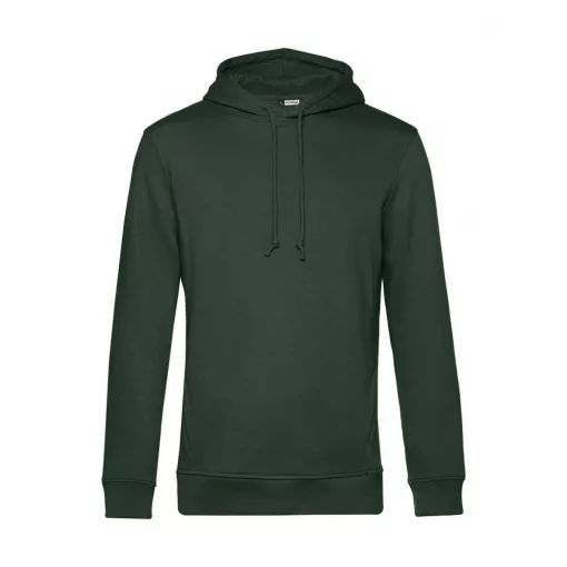 Férfi kapucnis hosszú ujjú organikus pulóver B and C Organic Hooded M, Sötétzöld
