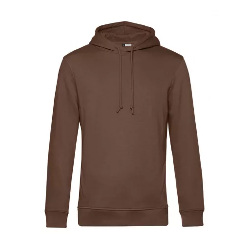 Férfi kapucnis hosszú ujjú organikus pulóver B and C Organic Hooded S, Mocha
