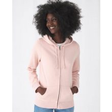 Női kapucnis hosszú ujjú organikus pulóver B and C Organic Zipped Hooded /women M, Heather szür