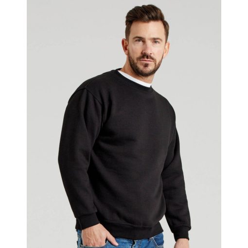 Férfi hosszú ujjú pulóver munkaruha UCC 50/50 Heavyweight Set-In Sweatshirt XS, Fekete