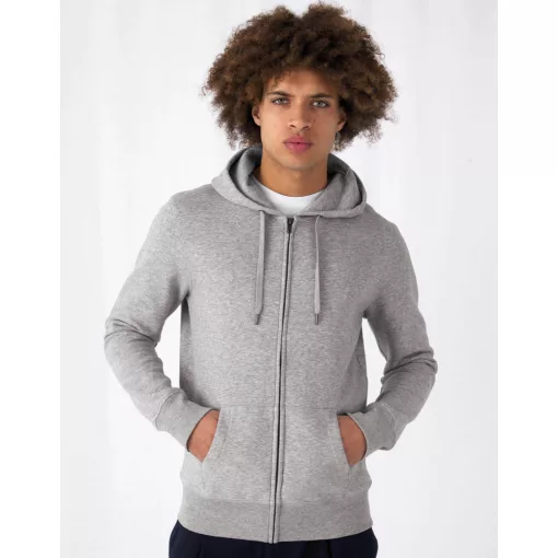 Férfi kapucnis hosszú ujjú pulóver B and C KING Zipped Hooded 4XL, Fehér