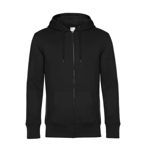 Férfi kapucnis hosszú ujjú pulóver B and C KING Zipped Hooded 4XL, Teljesen fekete