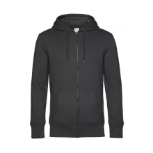 Férfi kapucnis hosszú ujjú pulóver B and C KING Zipped Hooded 2XL, Aszfalt szürke