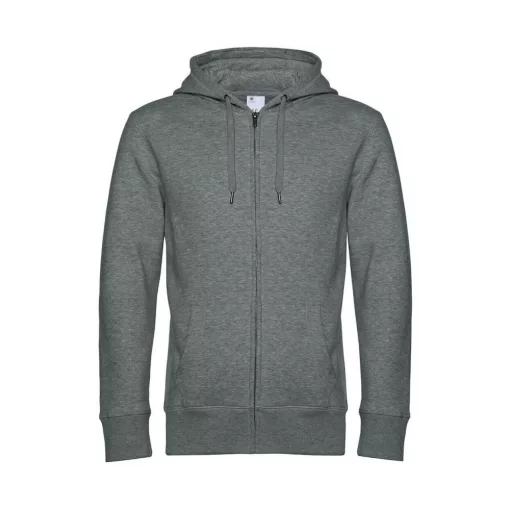 Férfi kapucnis hosszú ujjú pulóver B and C KING Zipped Hooded 2XL, Heather Mid Szürke