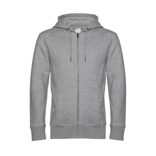 Férfi kapucnis hosszú ujjú pulóver B and C KING Zipped Hooded S, Heather szürke