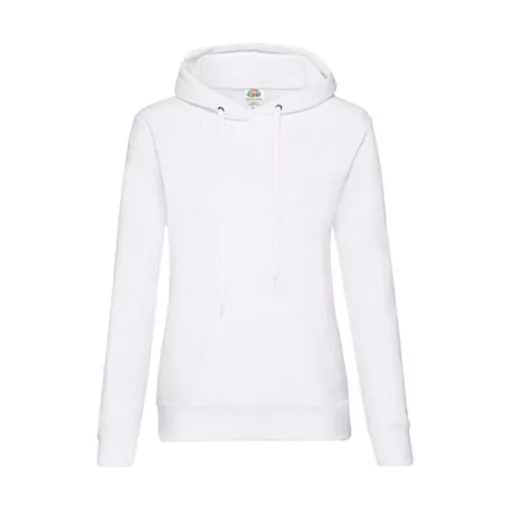 Női Pulóver Kapucnis Hosszú ujjú Fruit of the Loom Classic Hooded Sweat Lady-Fit   Fehér   ures