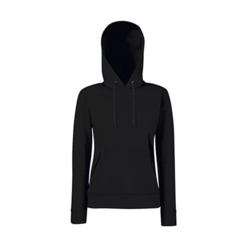 Női Pulóver Kapucnis Hosszú ujjú Fruit of the Loom Classic Hooded Sweat Lady-Fit   Fekete   ure