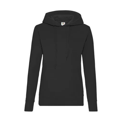 Női Pulóver Kapucnis Hosszú ujjú Fruit of the Loom Classic Hooded Sweat Lady-Fit   Fekete   ure