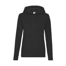 Női Pulóver Kapucnis Hosszú ujjú Fruit of the Loom Classic Hooded Sweat Lady-Fit   Fekete   ure