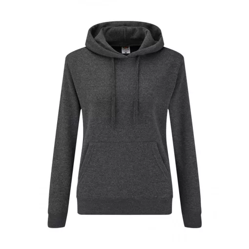 Női kapucnis hosszú ujjú pulóver Fruit of the Loom Ladies' Classic Hooded Sweat S, Sötét heathe