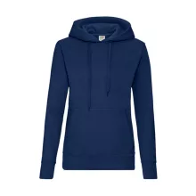 Női Pulóver Kapucnis Hosszú ujjú Fruit of the Loom Classic Hooded Sweat Lady-Fit   Sötétkék (na