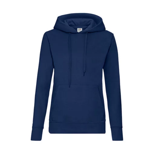 Női Pulóver Kapucnis Hosszú ujjú Fruit of the Loom Classic Hooded Sweat Lady-Fit   Sötétkék (na