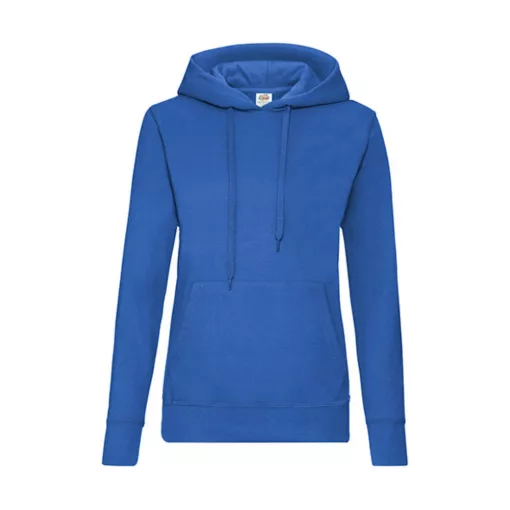 Női Pulóver Kapucnis Hosszú ujjú Fruit of the Loom Classic Hooded Sweat Lady-Fit   Királykék