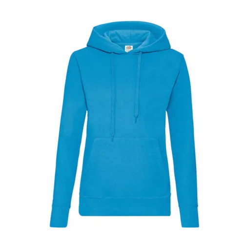 Női Pulóver Kapucnis Hosszú ujjú Fruit of the Loom Classic Hooded Sweat Lady-Fit   Azur kék   u
