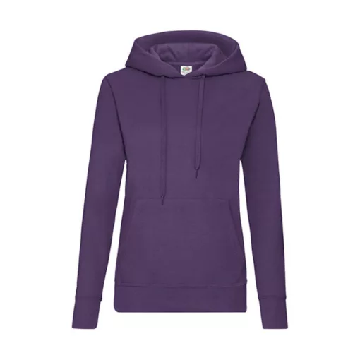 Női Pulóver Kapucnis Hosszú ujjú Fruit of the Loom Classic Hooded Sweat Lady-Fit   Lila   uresp