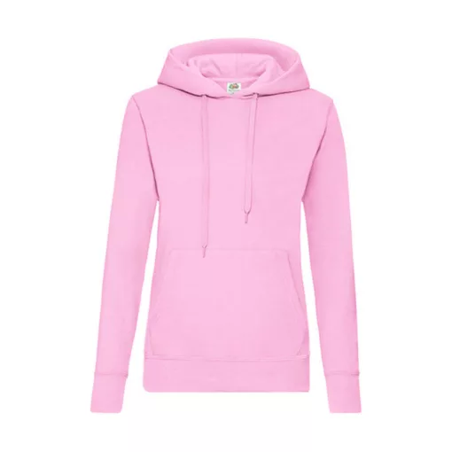 Női Pulóver Kapucnis Hosszú ujjú Fruit of the Loom Classic Hooded Sweat Lady-Fit   Világos rózs