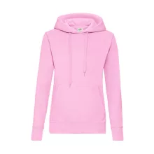Női Pulóver Kapucnis Hosszú ujjú Fruit of the Loom Classic Hooded Sweat Lady-Fit   Világos rózs