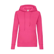 Női Pulóver Kapucnis Hosszú ujjú Fruit of the Loom Classic Hooded Sweat Lady-Fit   Fuchsia   ur