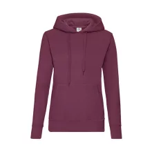 Női Pulóver Kapucnis Hosszú ujjú Fruit of the Loom Classic Hooded Sweat Lady-Fit   Burgundi vör