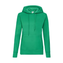 Női Pulóver Kapucnis Hosszú ujjú Fruit of the Loom Classic Hooded Sweat Lady-Fit   Kelly zöld