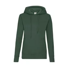 Női Pulóver Kapucnis Hosszú ujjú Fruit of the Loom Classic Hooded Sweat Lady-Fit   Sötétzöld